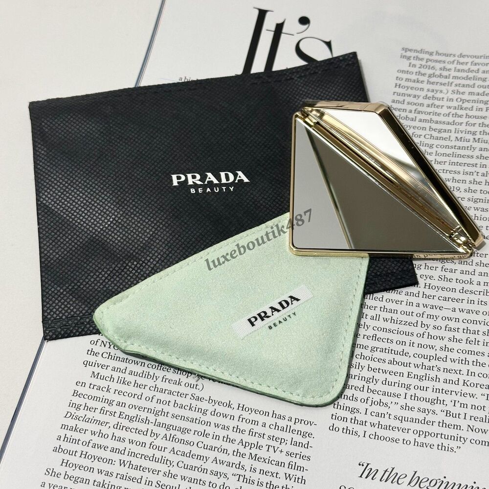 New PRADA Beauty Triangle Double Mirror + Ornaments Gift Set 2PCS - Picture 5 of 6